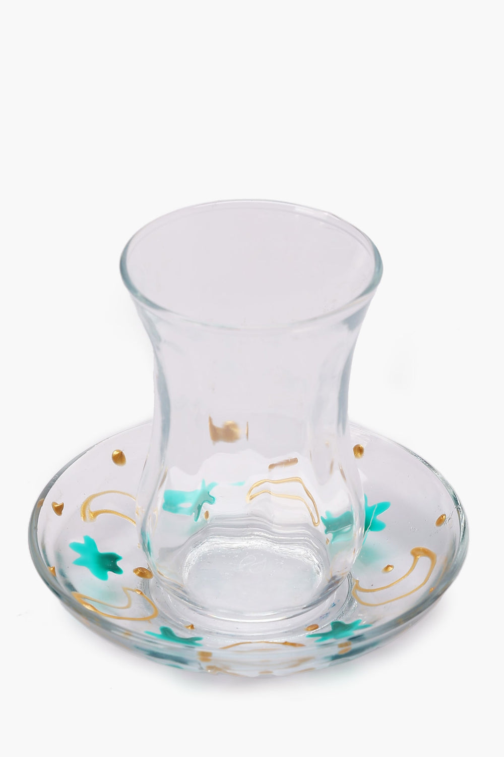 Glass Istikana with Printed Saucer