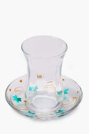 Glass Istikana with Printed Saucer