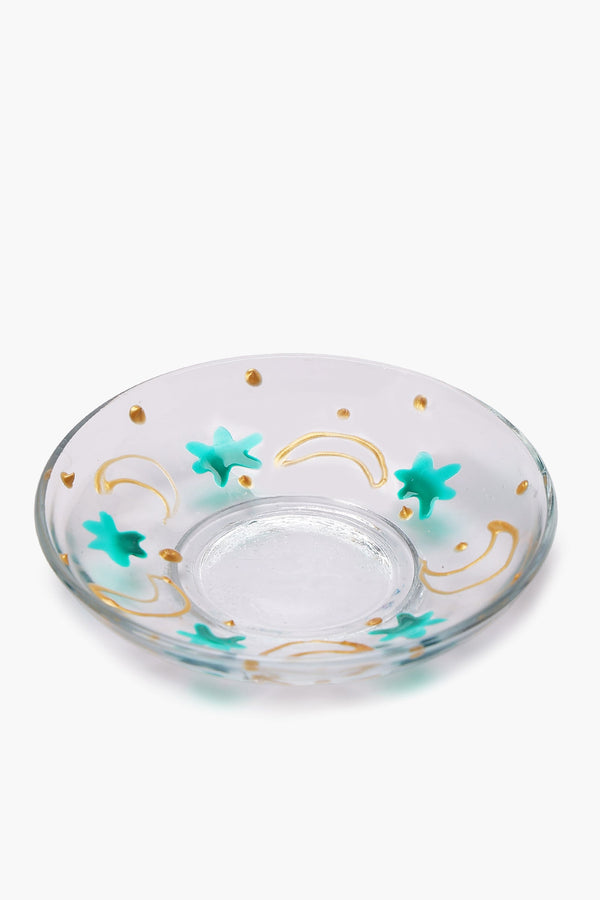 Glass Istikana with Printed Saucer