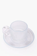 Glass Ribbed Cup & Saucer Set
