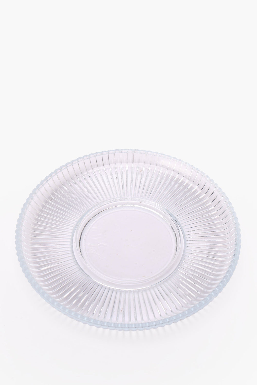 Glass Ribbed Cup & Saucer Set