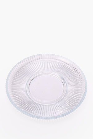 Glass Ribbed Cup & Saucer Set