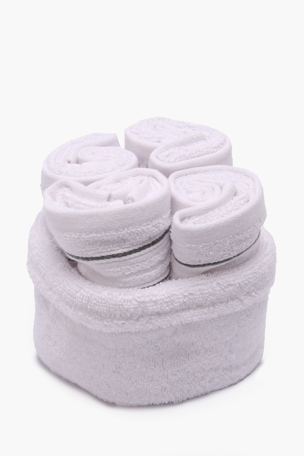 Embroidered Trim Face Towels - (Pack of 4 + Basket)