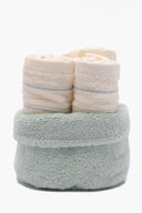 Embroidered Trim Face Towels - (Pack of 4 + Basket)