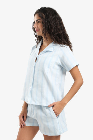 Striped Front Buttons Pyjama Set