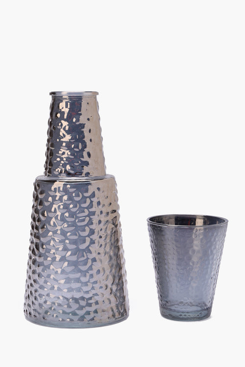 Glass Textured Bottle with Cup