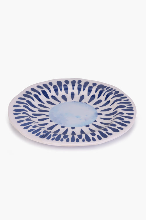 Melamine Blue & White Dinner Plate (23cm)