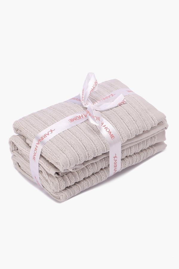 Ribbed Guest Towels (Pack of 3)