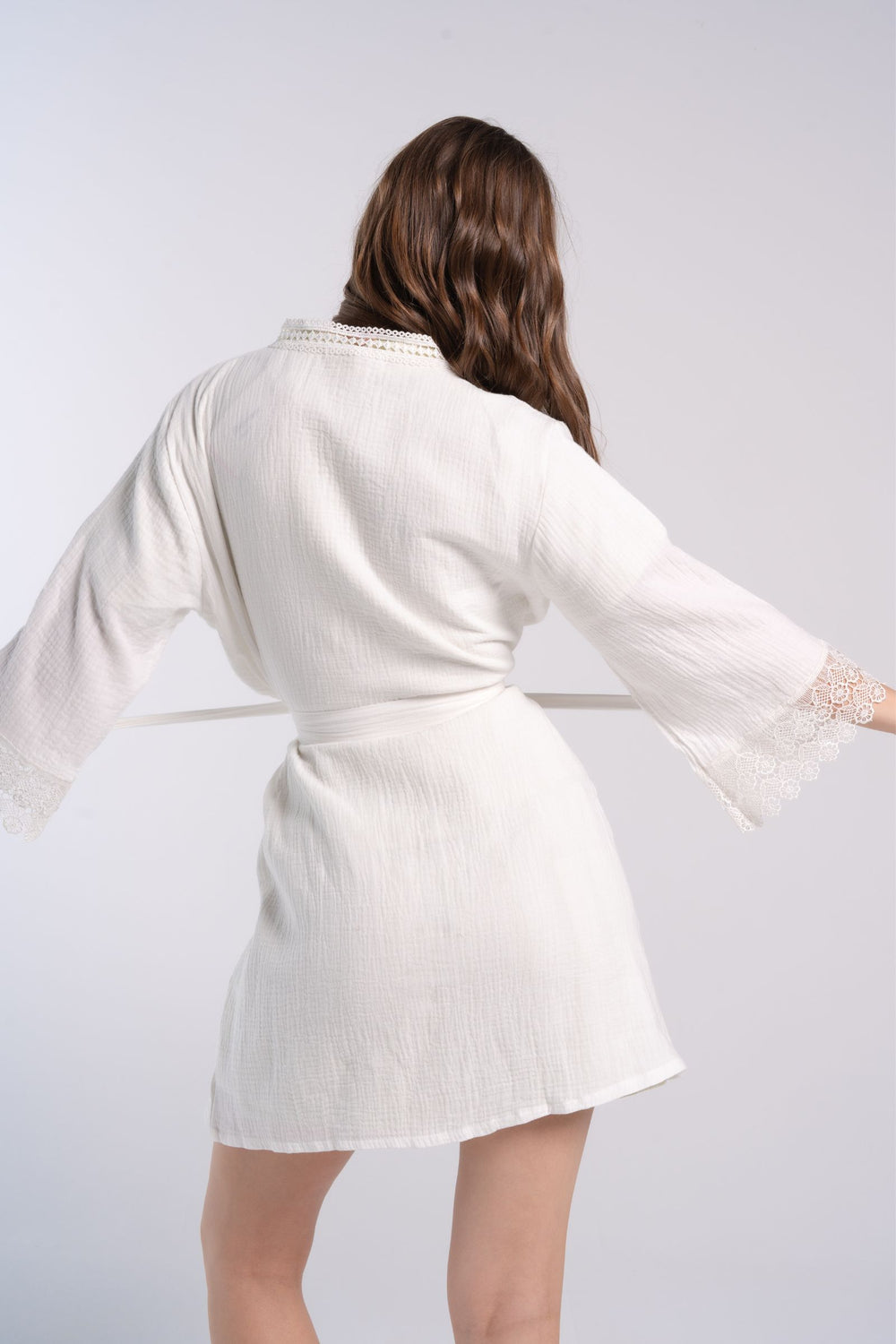 Lace Trim Cotton Pyjama Robe