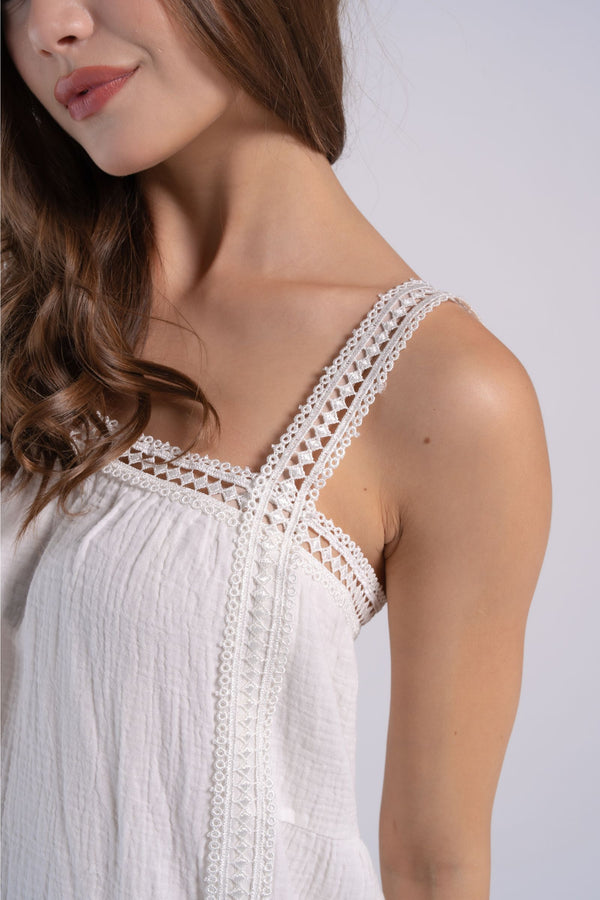 Cozy Crochet-Detail Nightgown